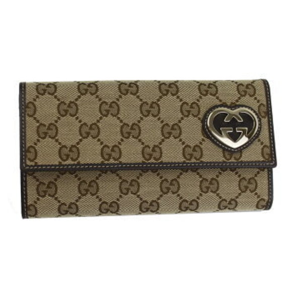 Gucci GG Canvas Long Wallet Beige Black - Picture 1 of 4
